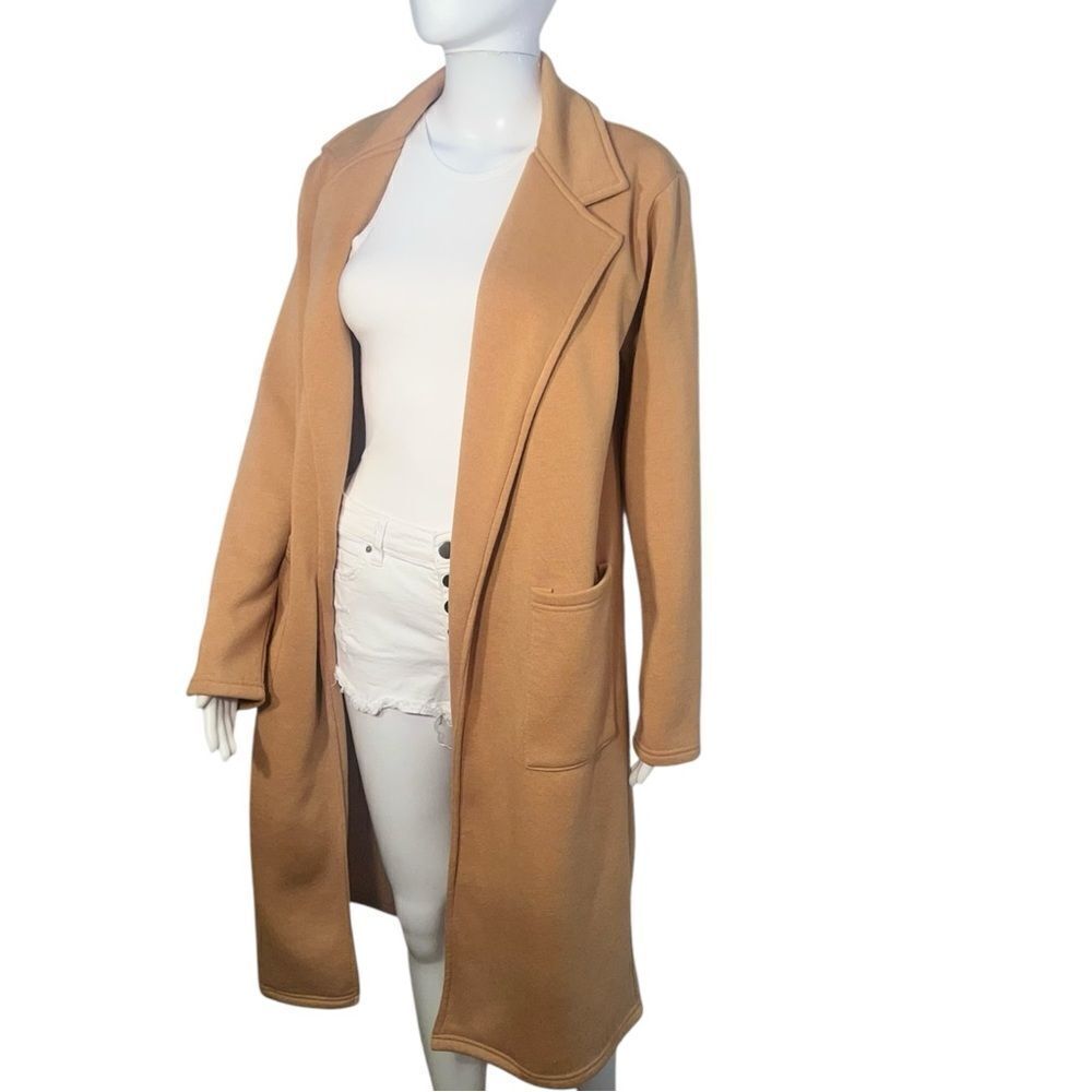 Tan Longline Collared Fleece Jacket